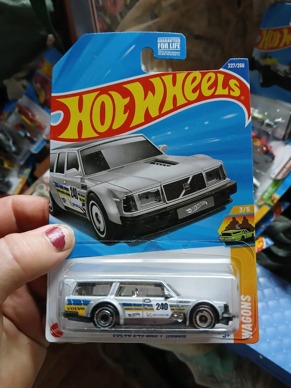 silver Hot Wheels Volvo 240 Drift Wagon is part of the 2025 HW Wagons series (nu